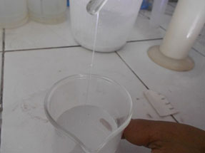 Result- Solution test – 1gram in material + 100ml in water