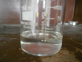 Solution in water test:- 25% material method no 1     